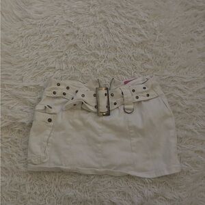 Edikted White Mini Skirt with Belt